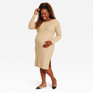 Isabel Maternity Oatmeal Wrap Sweater Dress XXL New With Tags
